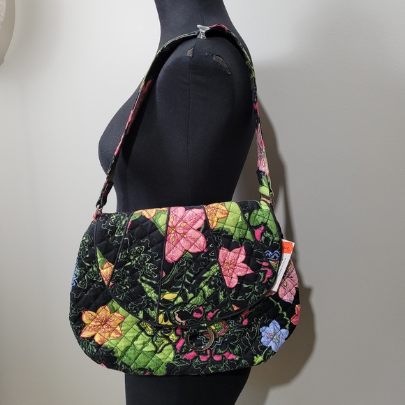Maria Osmond Belladonna black floral Cotton quilted purse - Picture 3 of 11